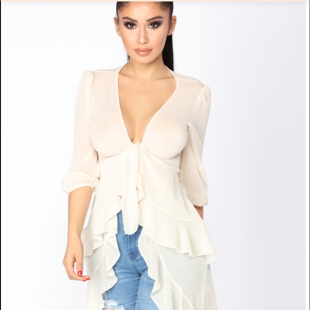 Cream ruffle tunic